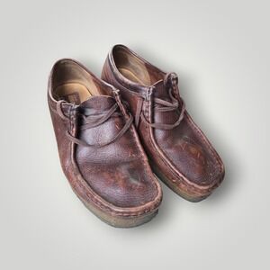 Clarks Mens Wallabee Desert Boot Size 8.5M Moccasin Brown Leather Crepe Gum Sole